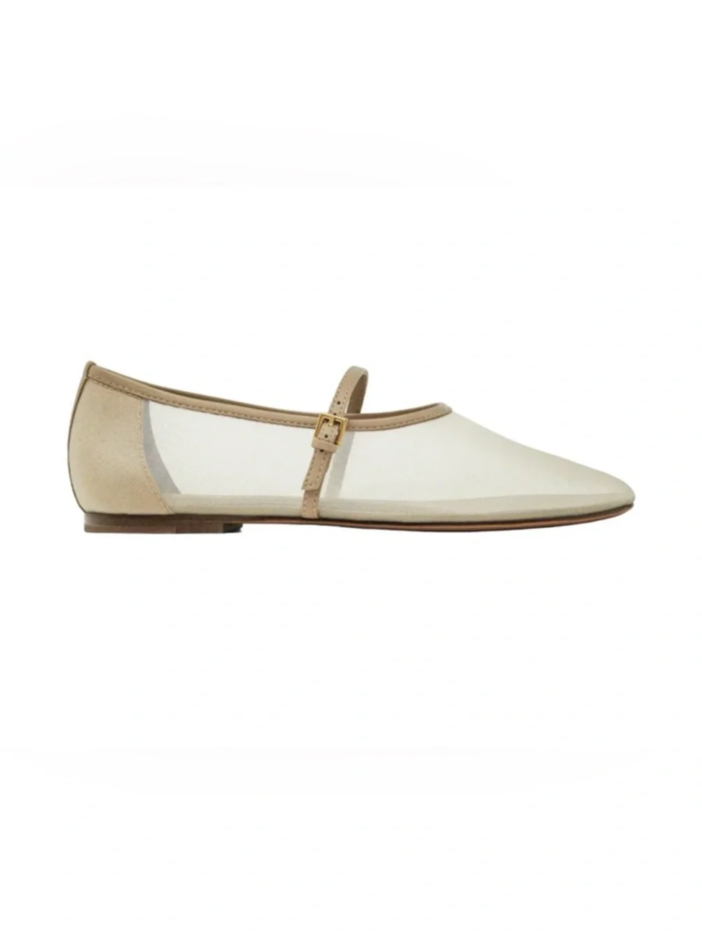NWT Massimo Dutti Tan Mesh Ballet Flats Shoes Strap EU 40 US 9 - Picture 2 of 9